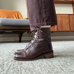 Joan & David Made in Italy | Dark Brown Lace-Up Ankle Boot | Size 37.5